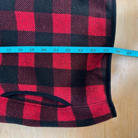 LL Bean Sweater Pullover Womens XL Red Black Buffalo Plaid Snap Neck Fleece - Picture 10 of 10